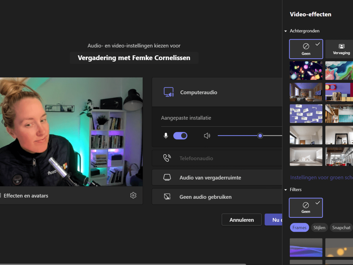 Achtergronden gebruiken in Teams